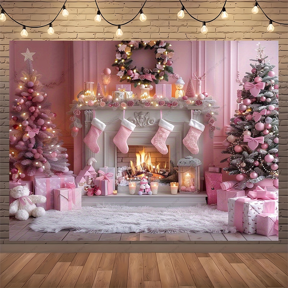 Baby Xmas Food - Pink Christmas Photography Backdrop Xmas Tree