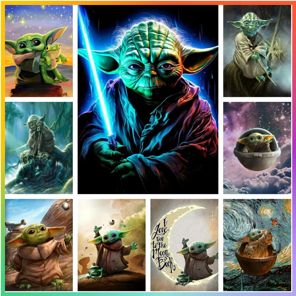 Baby Food Oil - Star Wars Baby Yoda Oil Painting