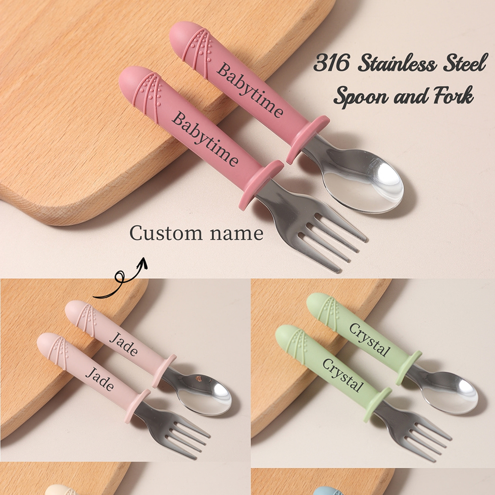 Baby Food Weaning - Custom Long Handle Silicone Spoon &