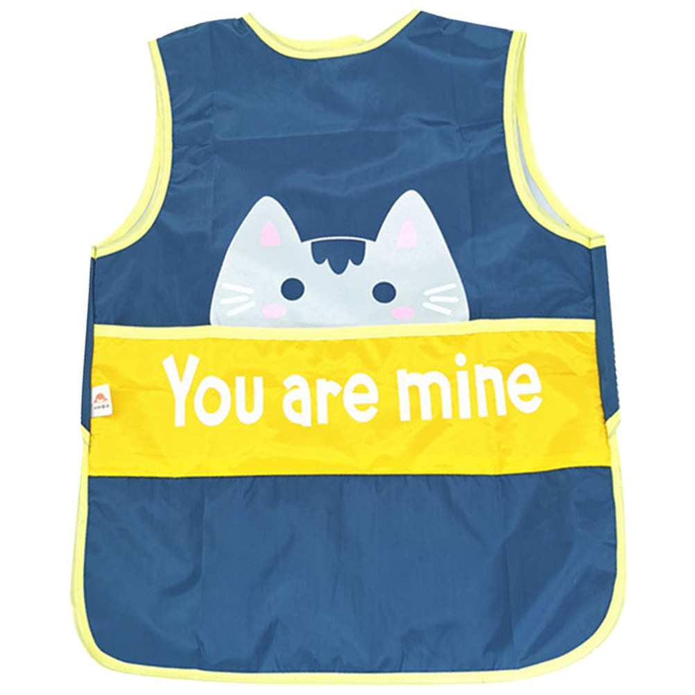 Baby Food Eating - Kids Waterproof Sleeveless Aprons Dark Blue