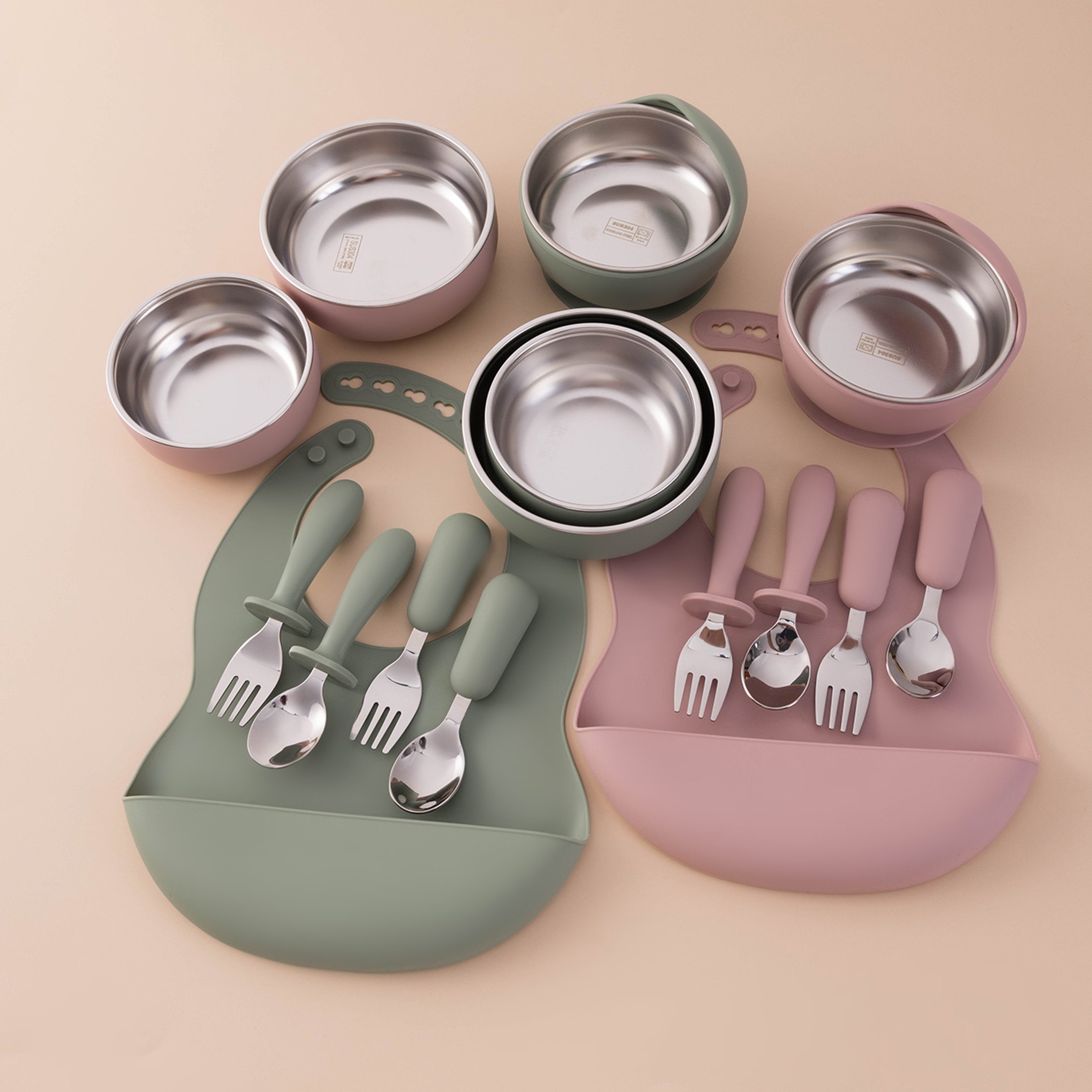 Baby Food Weaning - 8PCS Baby Feeding Set Stainless Steel