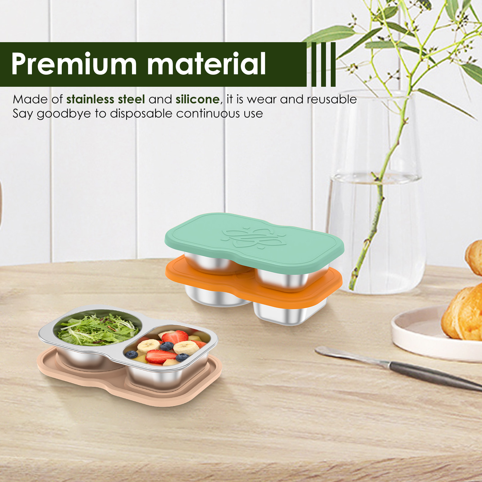 3Pcs 150ml Double Compartment  - Snack Container Travel avis et prix