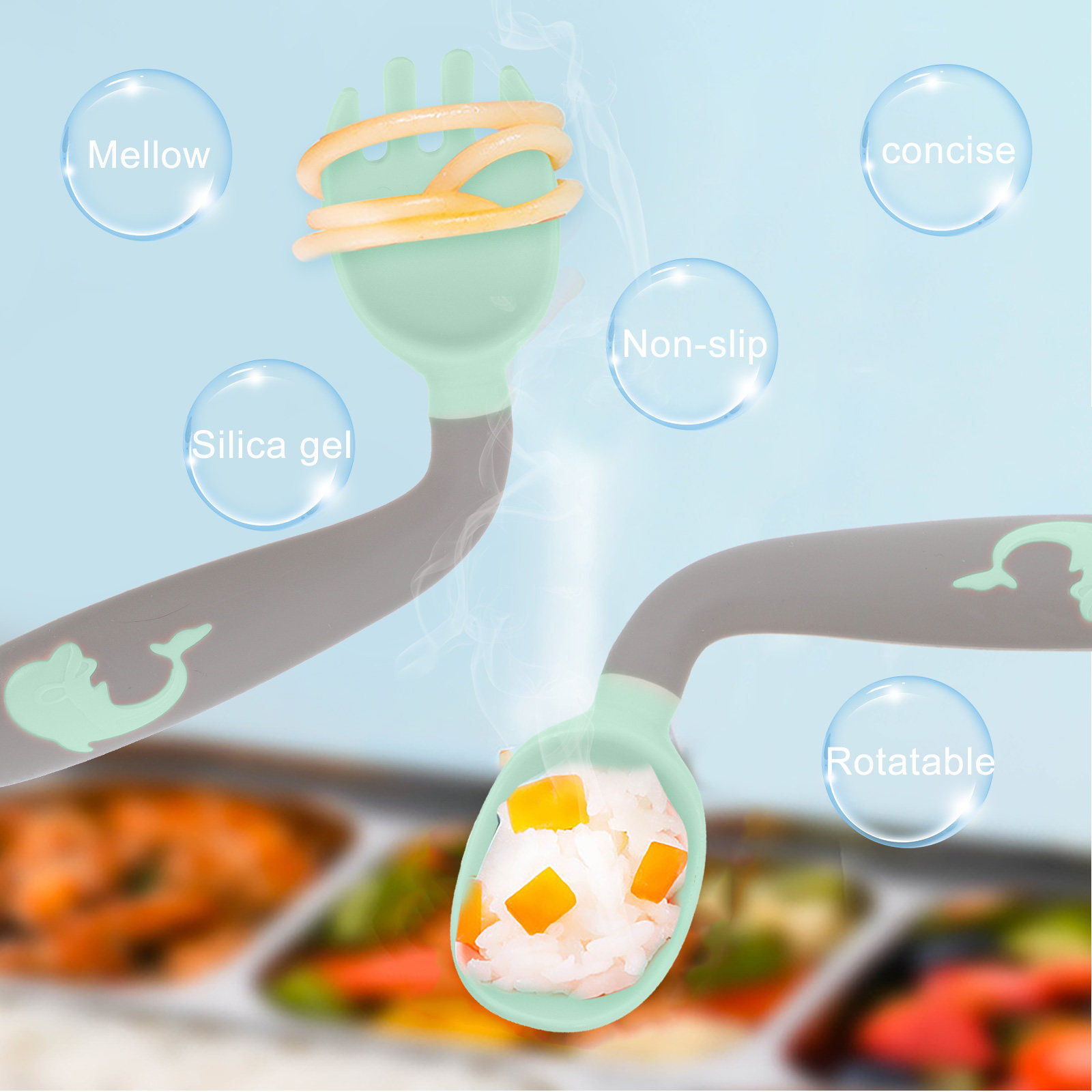 1Set Baby Fork Spoon Set Food  - Baby Food Weaning avis et prix