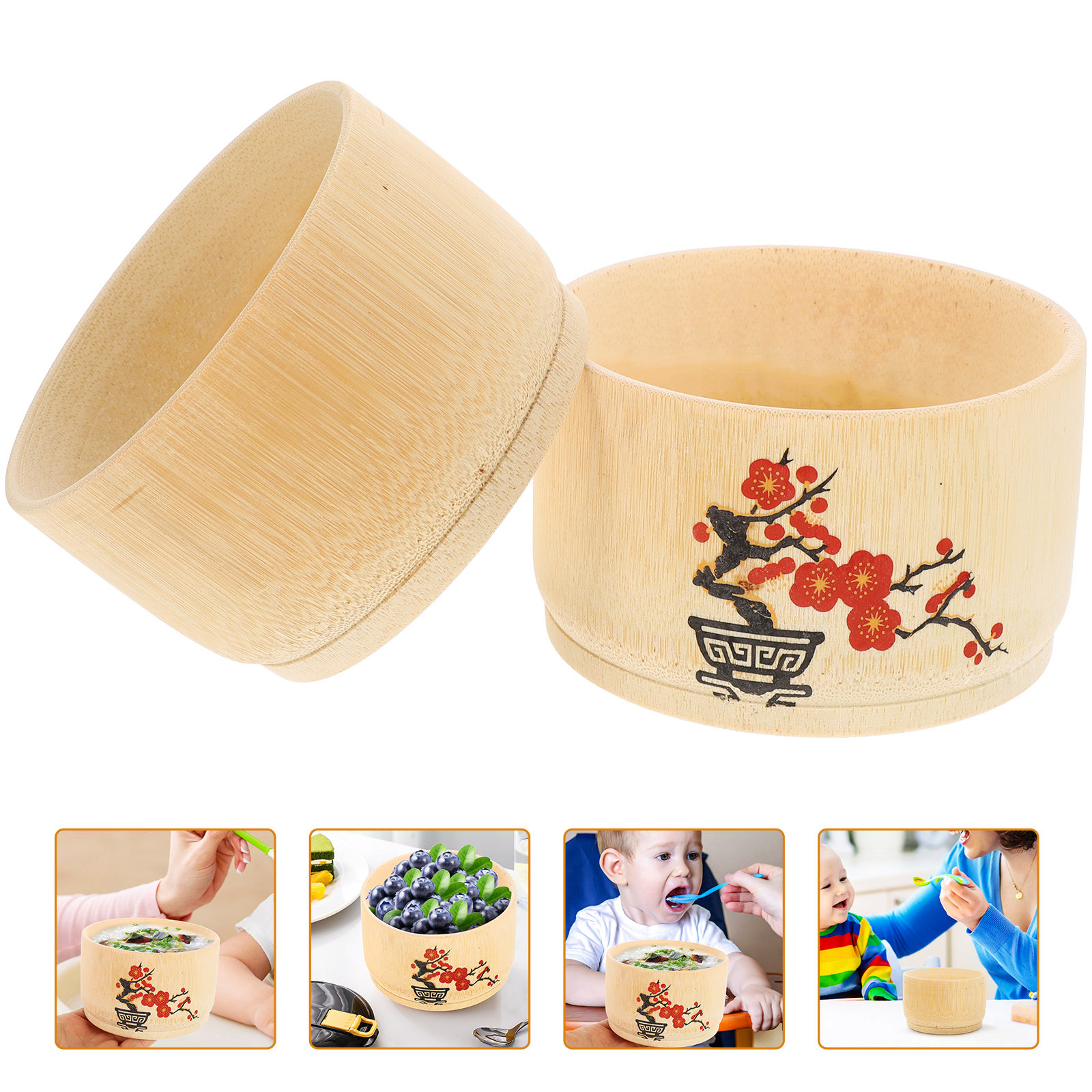 2Pcs Bamboo Food Bowl Sturdy W - Baby Food Eating avis et prix