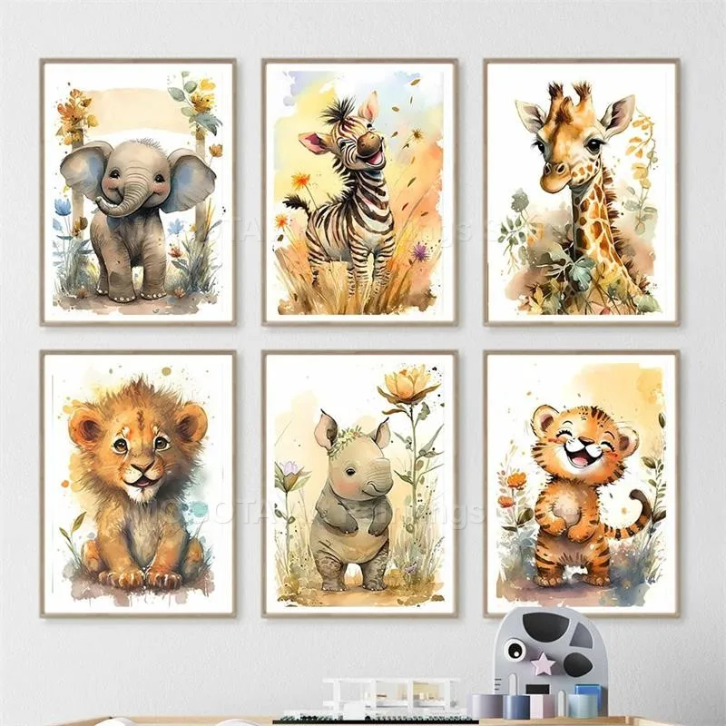 Watercolor Lion Giraffe Tiger  - Baby Food Oil avis et prix