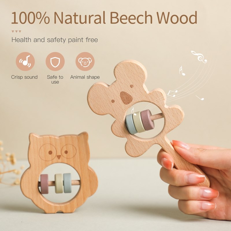 Wooden Rattles for Kids Animal - Baby Food Eating avis et prix