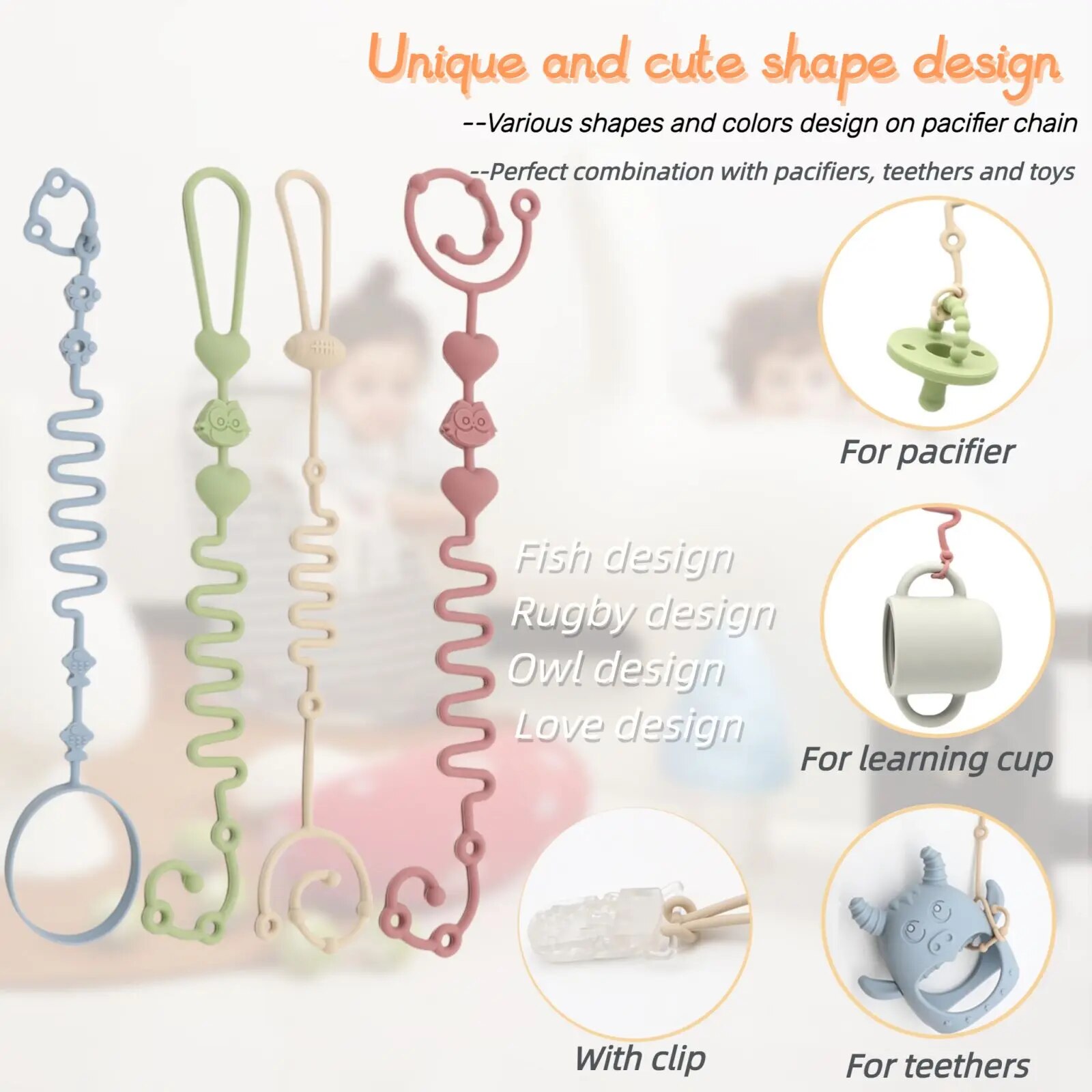 4PCS Baby Pacifier Chain with  - Baby Food Bottle avis et prix